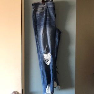 Raw hem plus sized ripped jeans